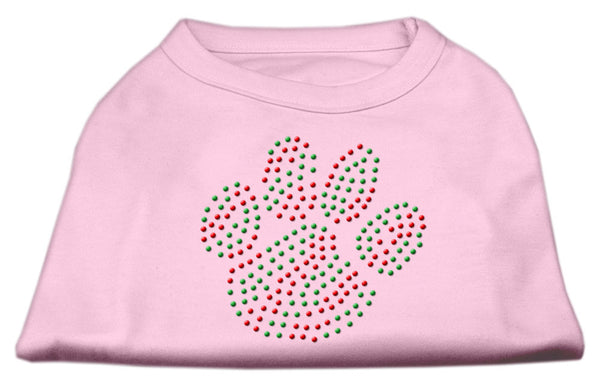 Holiday Paw Rhinestone Shirts Light Pink L GreatEagleInc