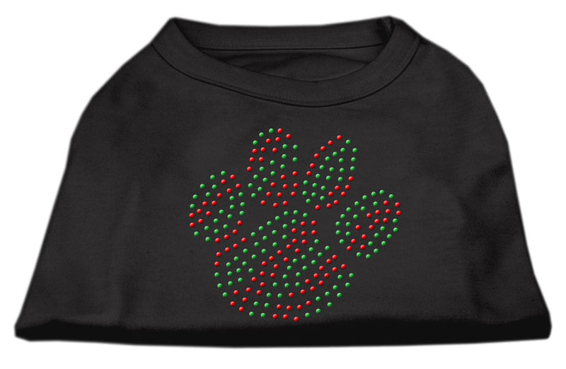 Holiday Paw Rhinestone Shirts Black S GreatEagleInc