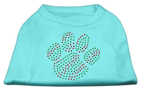 Holiday Paw Rhinestone Shirts Baby Blue Xs GreatEagleInc