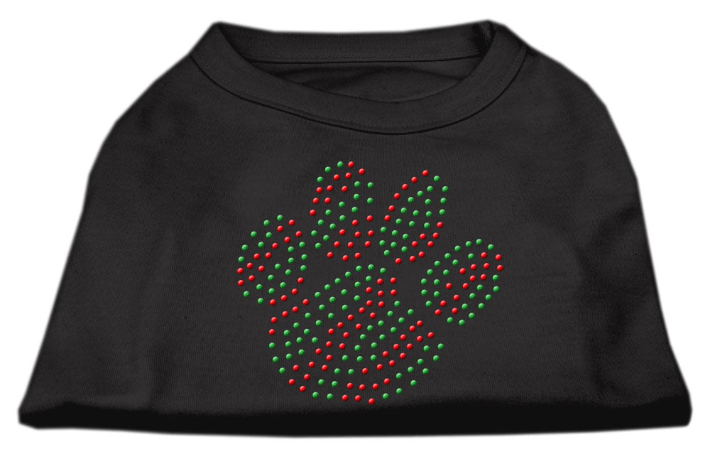 Holiday Paw Rhinestone Shirts Black Xs GreatEagleInc