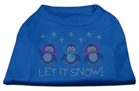 Let It Snow Penguins Rhinestone Shirt Blue Lg GreatEagleInc