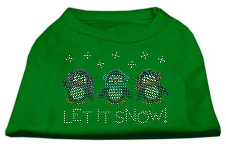 Let It Snow Penguins Rhinestone Shirt Emerald Green Lg GreatEagleInc