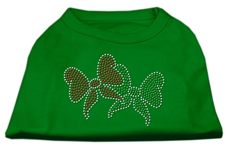 Christmas Bows Rhinestone Shirt Emerald Green Lg GreatEagleInc
