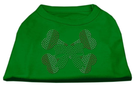 Candy Cane Crossbones Rhinestone Shirt Emerald Green Lg GreatEagleInc