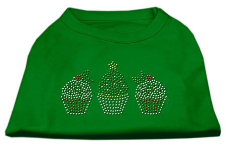 Christmas Cupcakes Rhinestone Shirt Emerald Green Lg GreatEagleInc