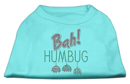 Bah Humbug Rhinestone Dog Shirt Aqua Lg GreatEagleInc