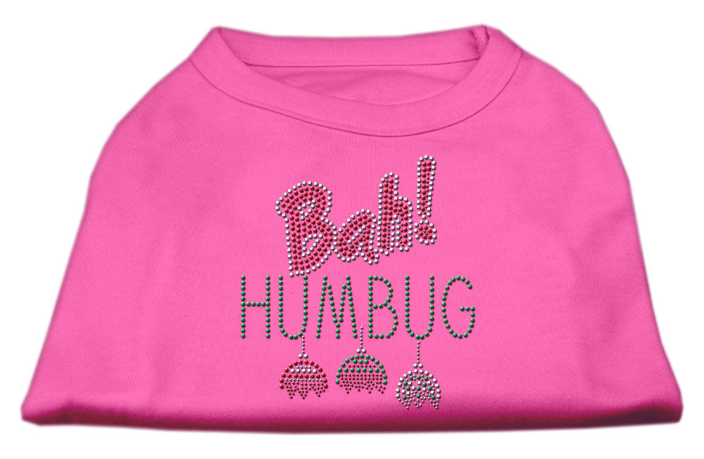 Bah Humbug Rhinestone Dog Shirt Bright Pink Lg GreatEagleInc