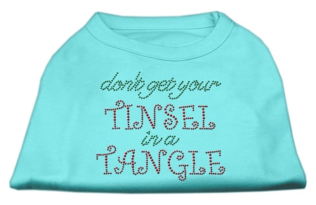 Tinsel In A Tangle Rhinestone Dog Shirt Aqua Lg GreatEagleInc