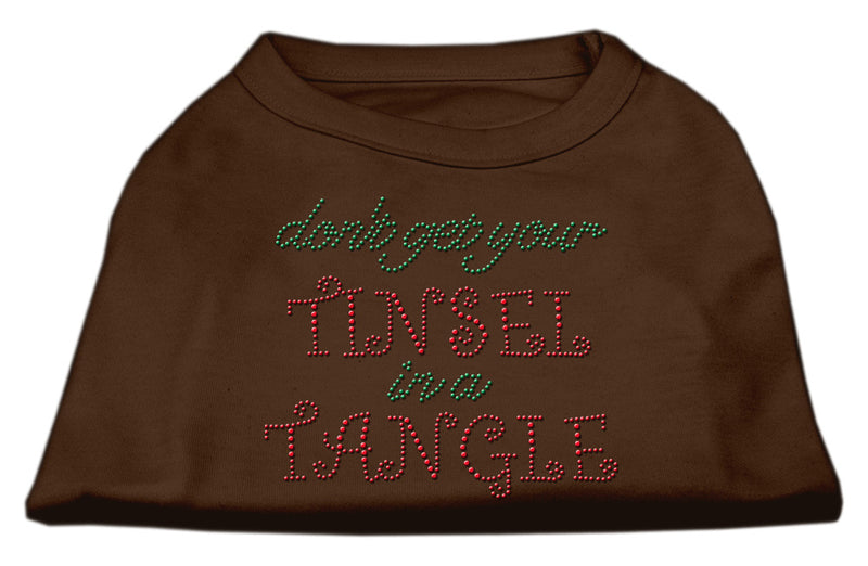Tinsel In A Tangle Rhinestone Dog Shirt Brown Med GreatEagleInc