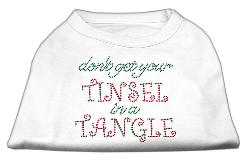 Tinsel In A Tangle Rhinestone Dog Shirt White Sm GreatEagleInc