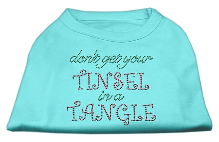Tinsel In A Tangle Rhinestone Dog Shirt Aqua Xxl Default Title