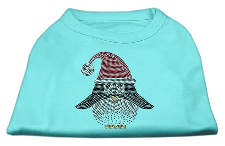 Santa Penguin Rhinestone Dog Shirt Aqua Med GreatEagleInc