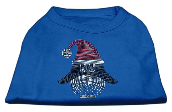 Santa Penguin Rhinestone Dog Shirt Blue Med GreatEagleInc