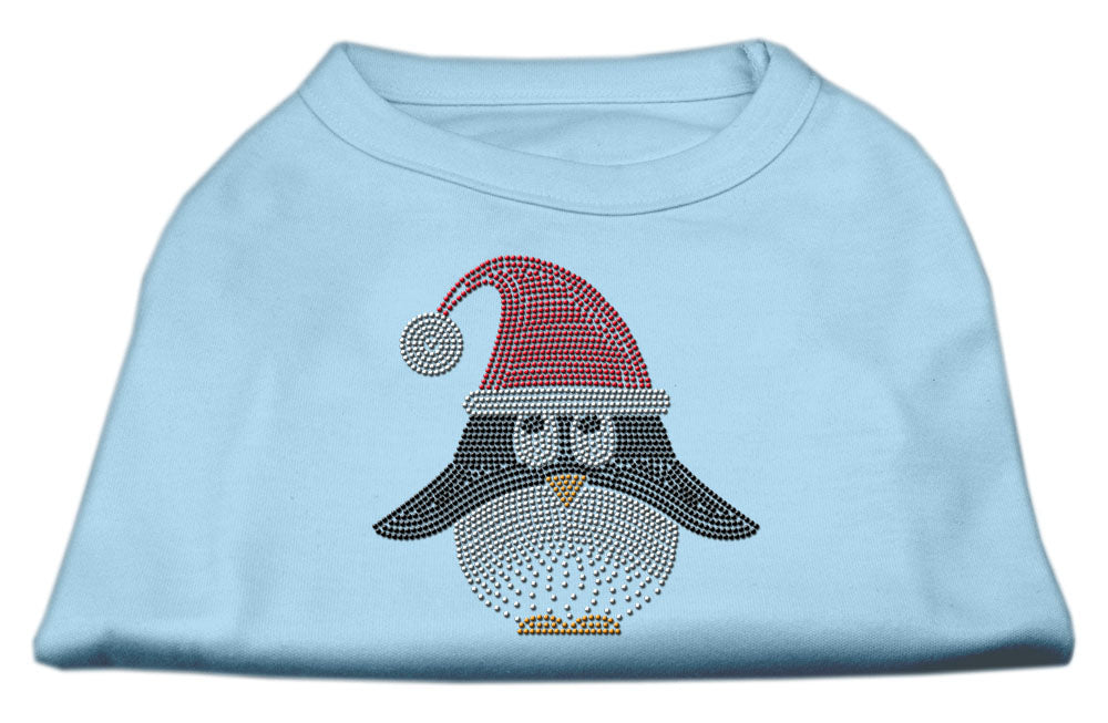 Santa Penguin Rhinestone Dog Shirt Baby Blue Xs GreatEagleInc