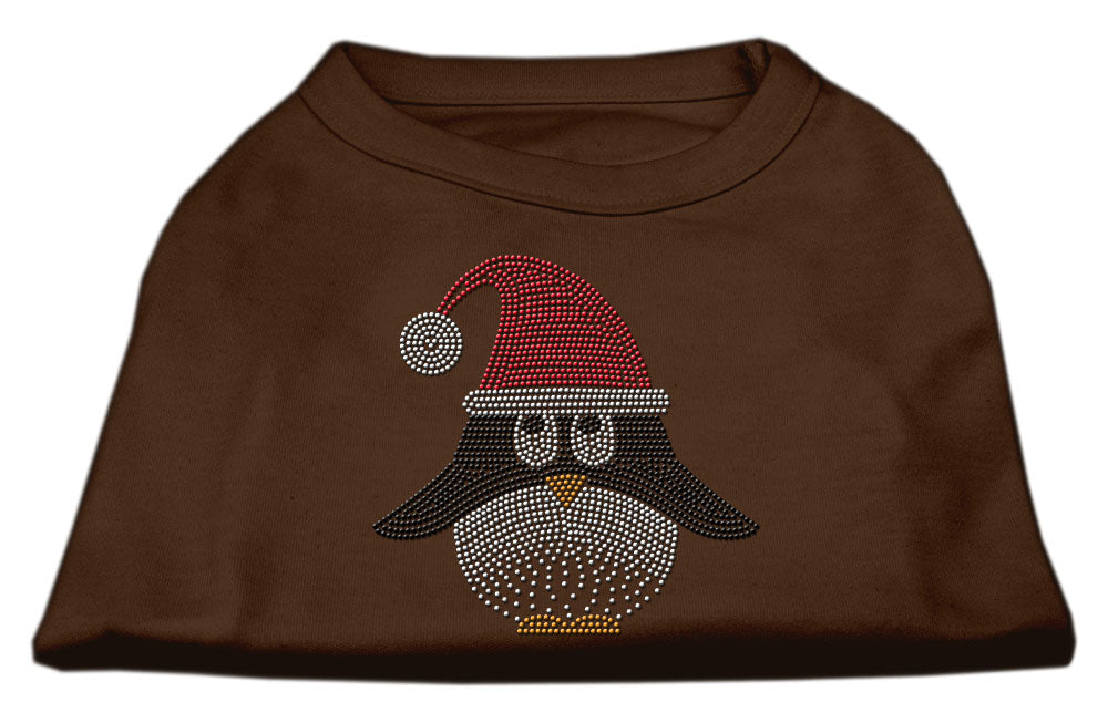 Santa Penguin Rhinestone Dog Shirt Brown Xs GreatEagleInc