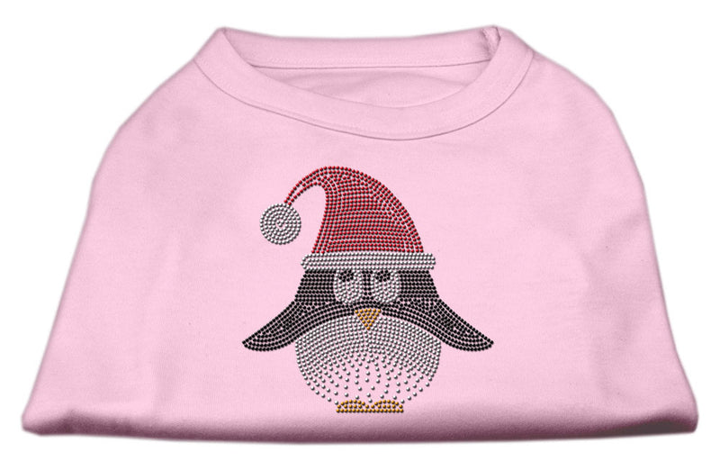 Santa Penguin Rhinestone Dog Shirt Light Pink Xs GreatEagleInc