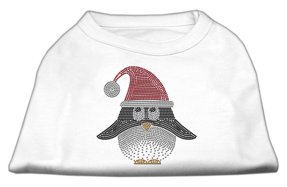 Santa Penguin Rhinestone Dog Shirt White Xs GreatEagleInc