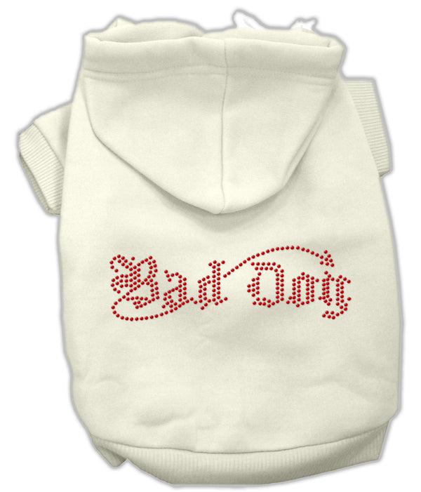 Bad Dog Rhinestone Hoodies Cream S GreatEagleInc