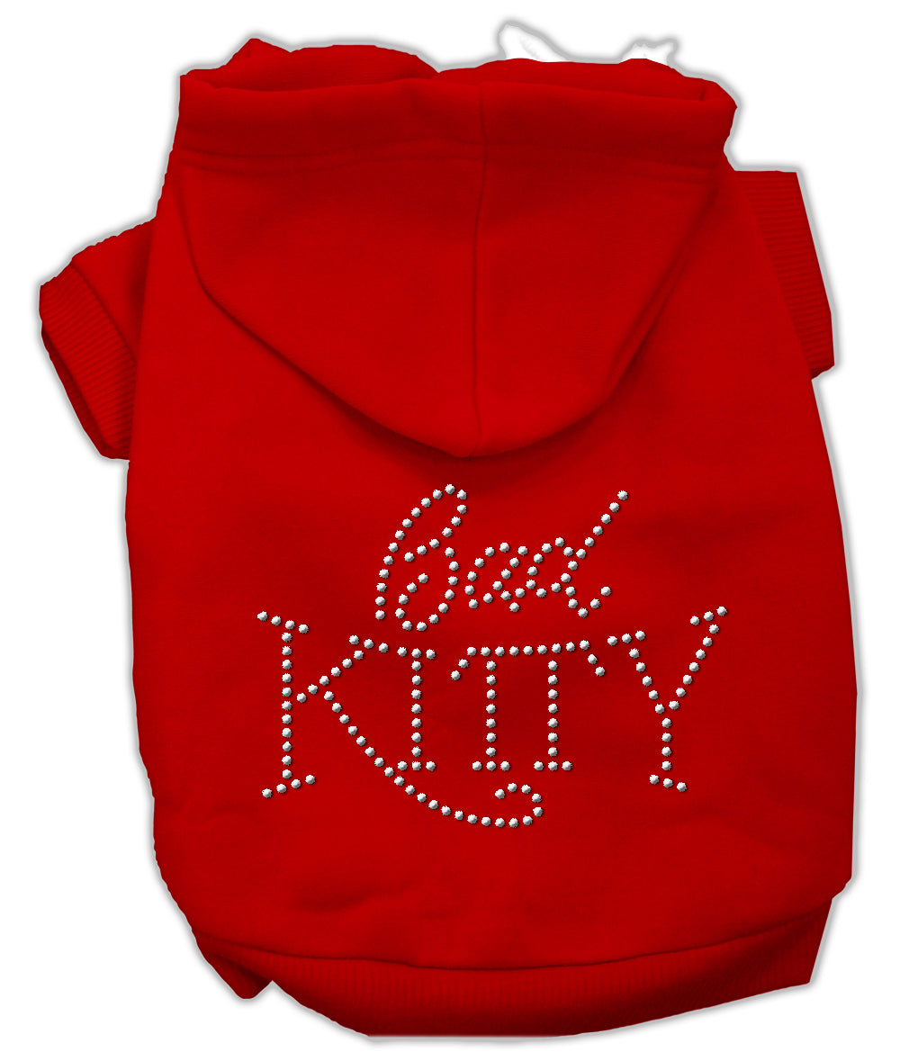 Bad Kitty Rhinestud Hoodie Red Xs GreatEagleInc