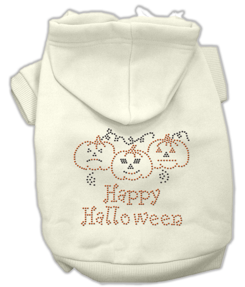 Happy Halloween Rhinestone Hoodies Cream L GreatEagleInc