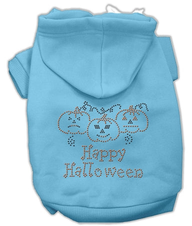 Happy Halloween Rhinestone Hoodies Baby Blue M GreatEagleInc