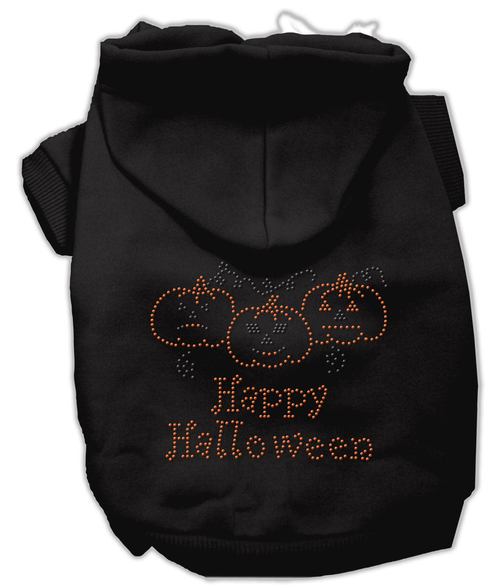 Happy Halloween Rhinestone Hoodies Black Xs GreatEagleInc