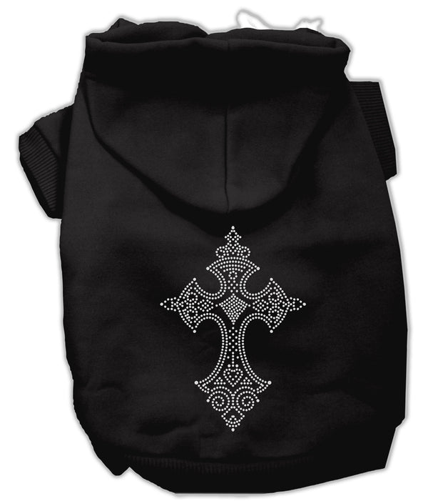 Rhinestone Cross Hoodies Black S GreatEagleInc