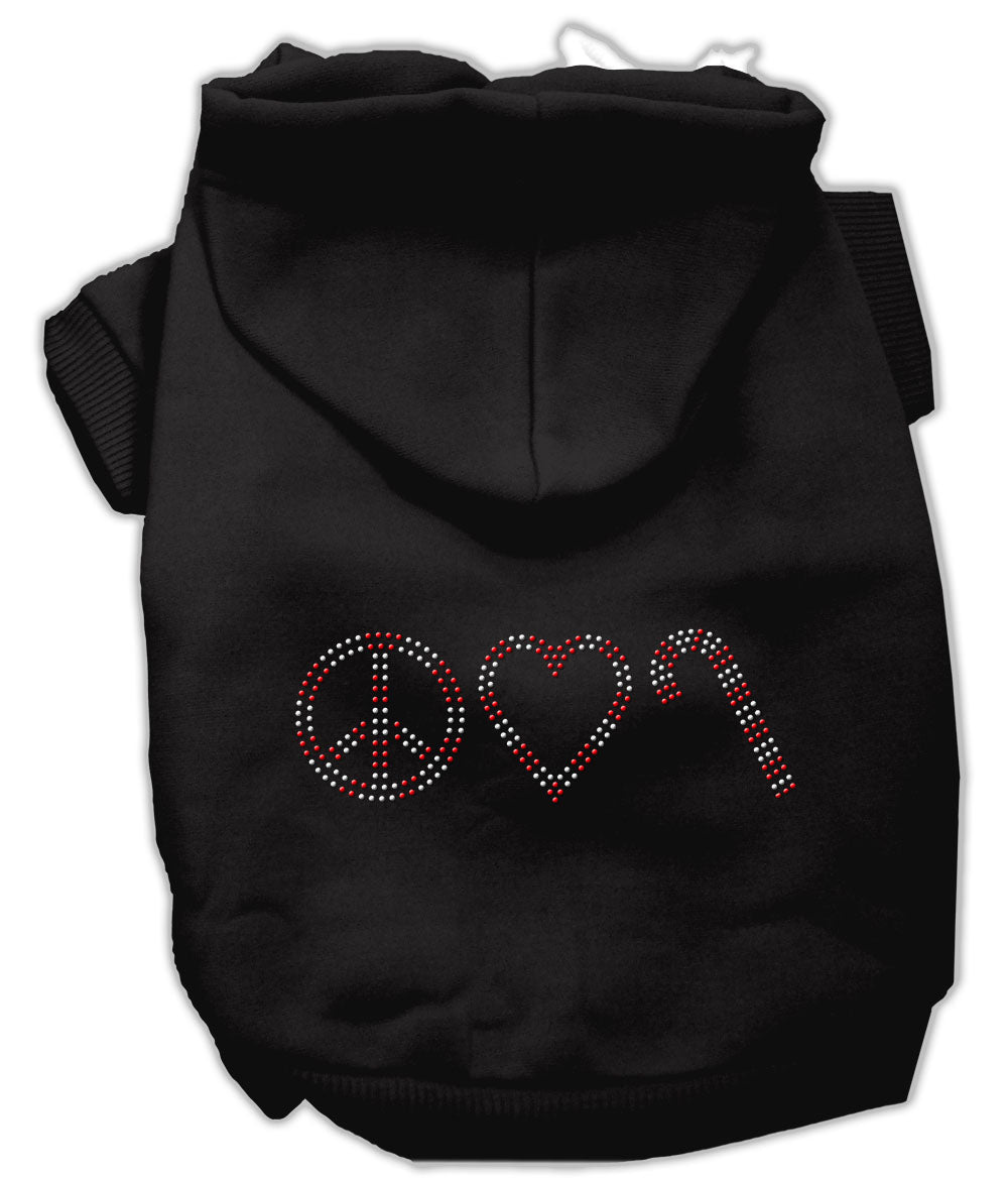 Peace, Love And Candy Canes Hoodies Black Xl GreatEagleInc