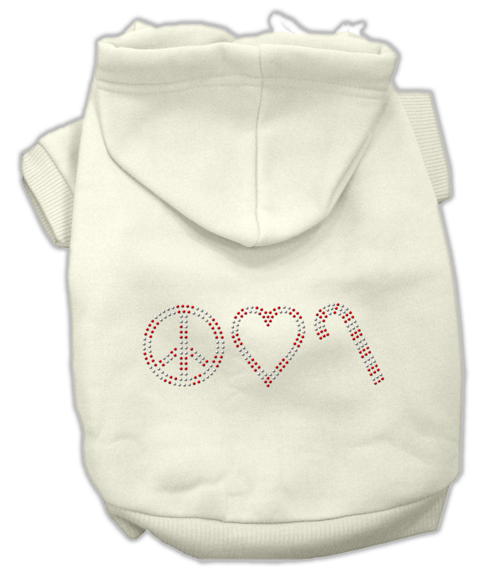 Peace, Love And Candy Canes Hoodies Cream Xl GreatEagleInc