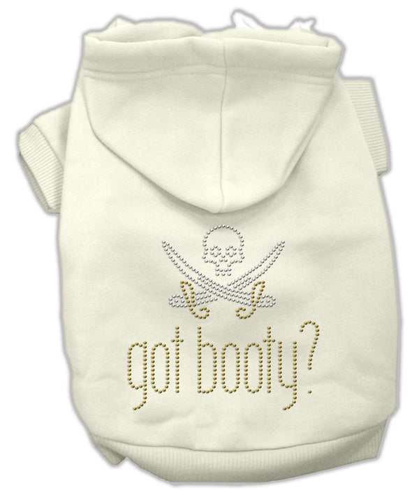 Got Booty Rhinestone Hoodies Cream M GreatEagleInc