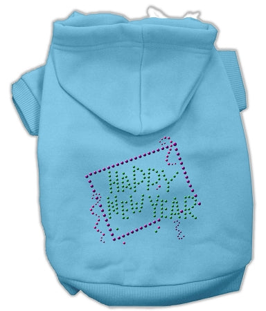 Happy New Year Rhinestone Hoodies Baby Blue L GreatEagleInc