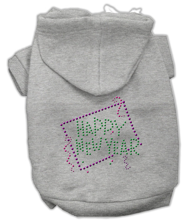 Happy New Year Rhinestone Hoodies Grey L GreatEagleInc