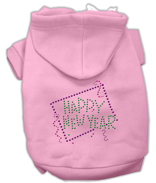 Happy New Year Rhinestone Hoodies Pink L GreatEagleInc