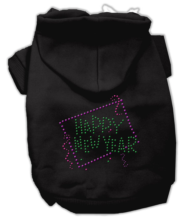 Happy New Year Rhinestone Hoodies Black M GreatEagleInc