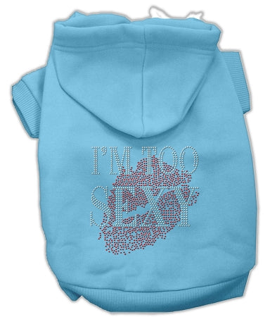 I'm Too Sexy Rhinestone Hoodies Baby Blue Xl Default Title