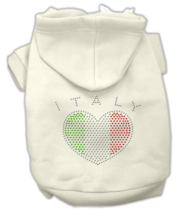 Italian Rhinestone Hoodies Cream Xs GreatEagleInc