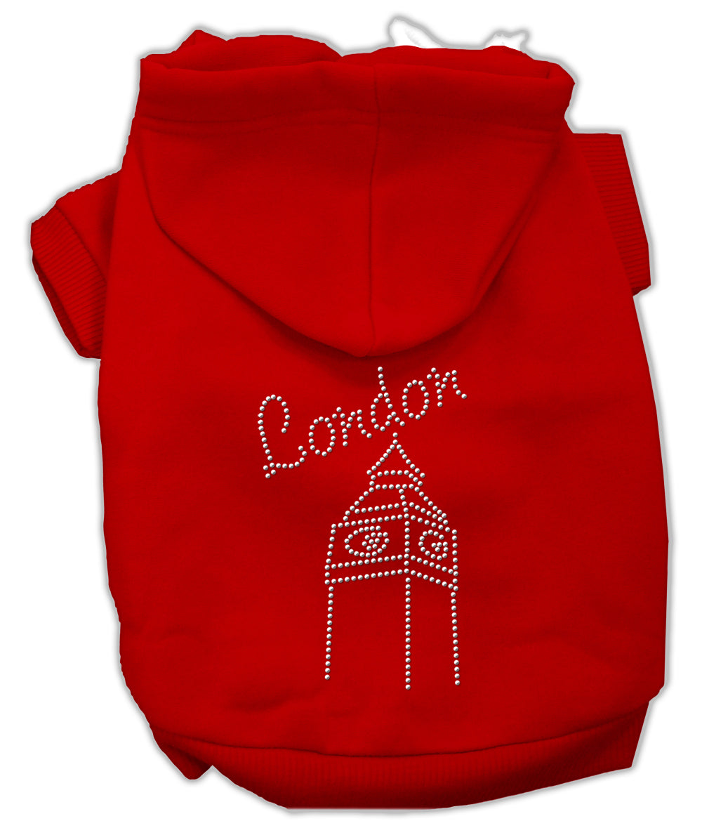 London Rhinestone Hoodies Red L GreatEagleInc
