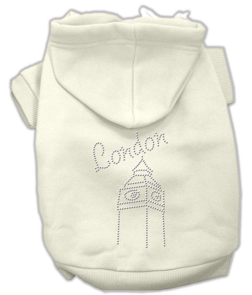 London Rhinestone Hoodies Cream S Default Title