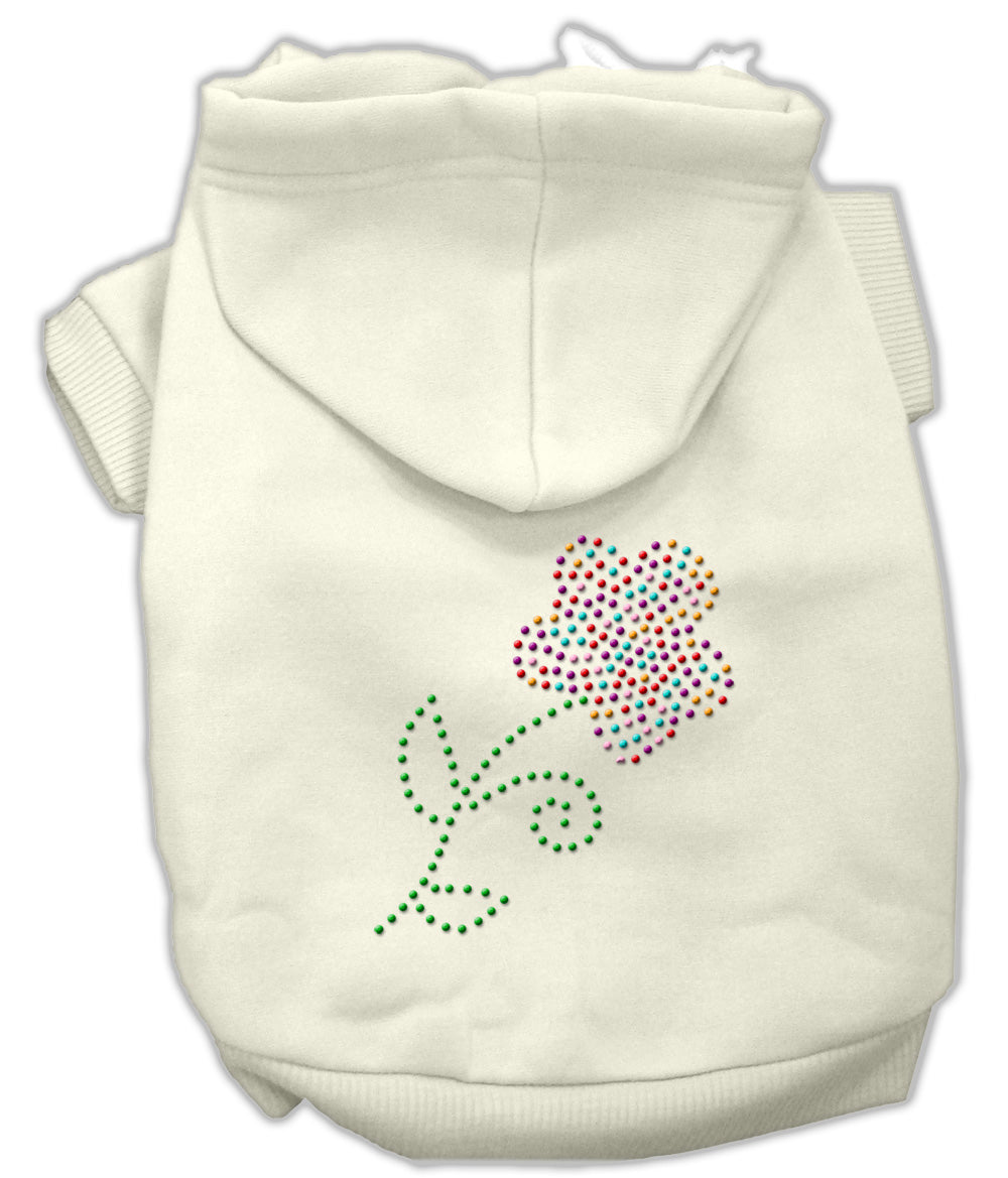 Multi-colored Flower Rhinestone Hoodie Cream S Default Title