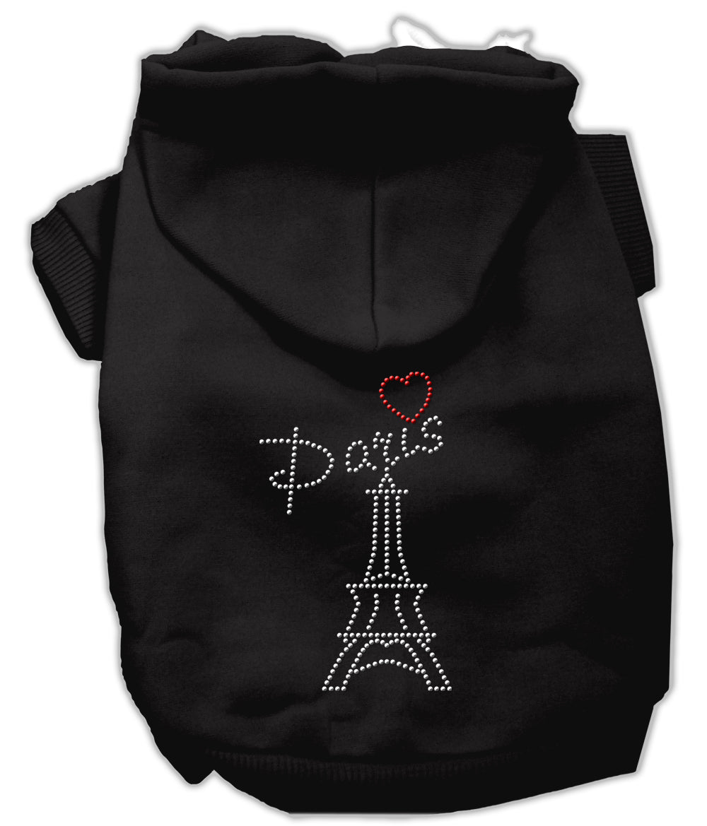 Paris Rhinestone Hoodies Black S GreatEagleInc