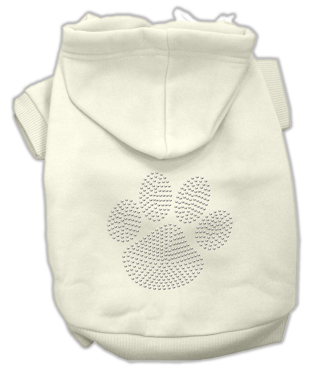 Clear Rhinestone Paw Hoodies Cream S Default Title