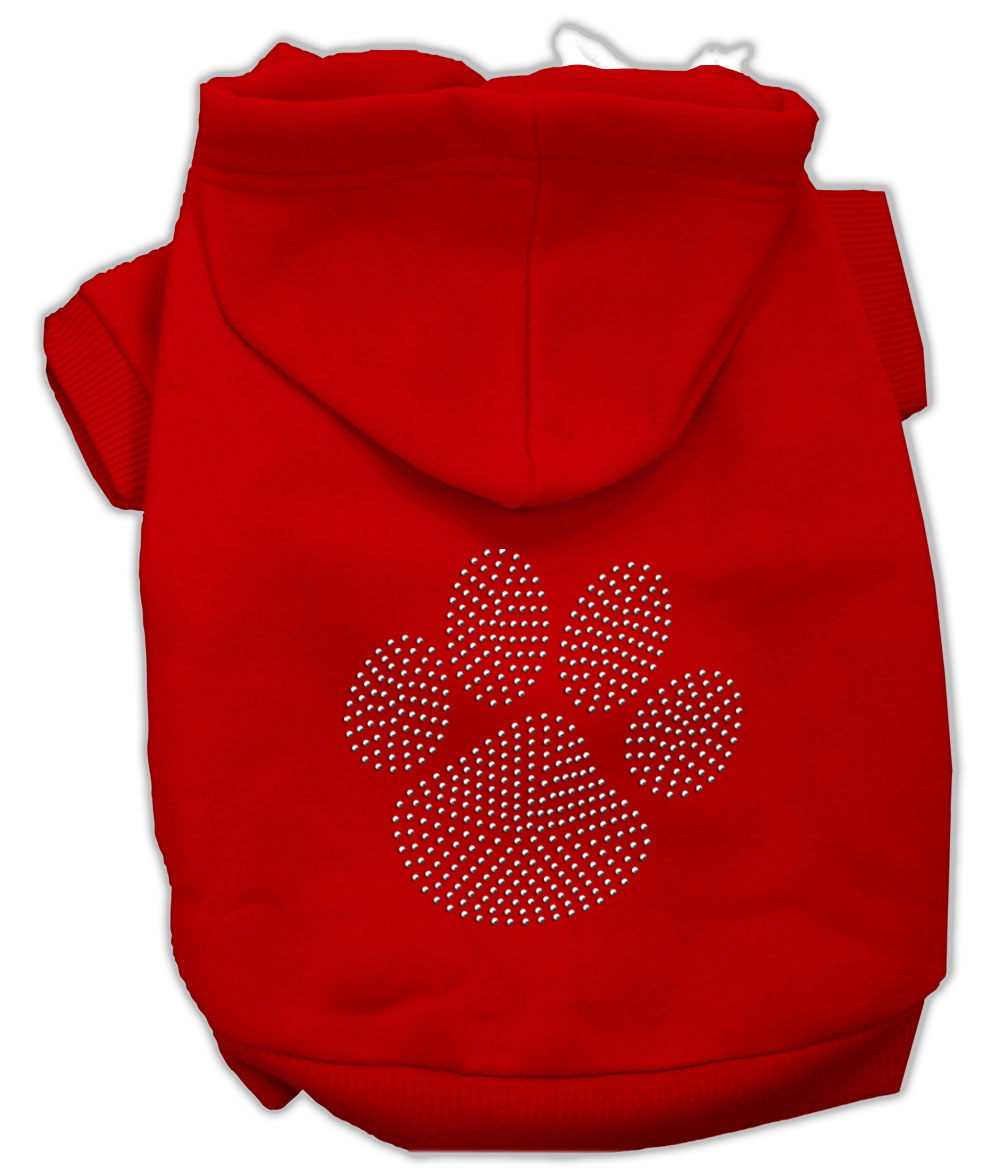 Clear Rhinestone Paw Hoodies Red S Default Title