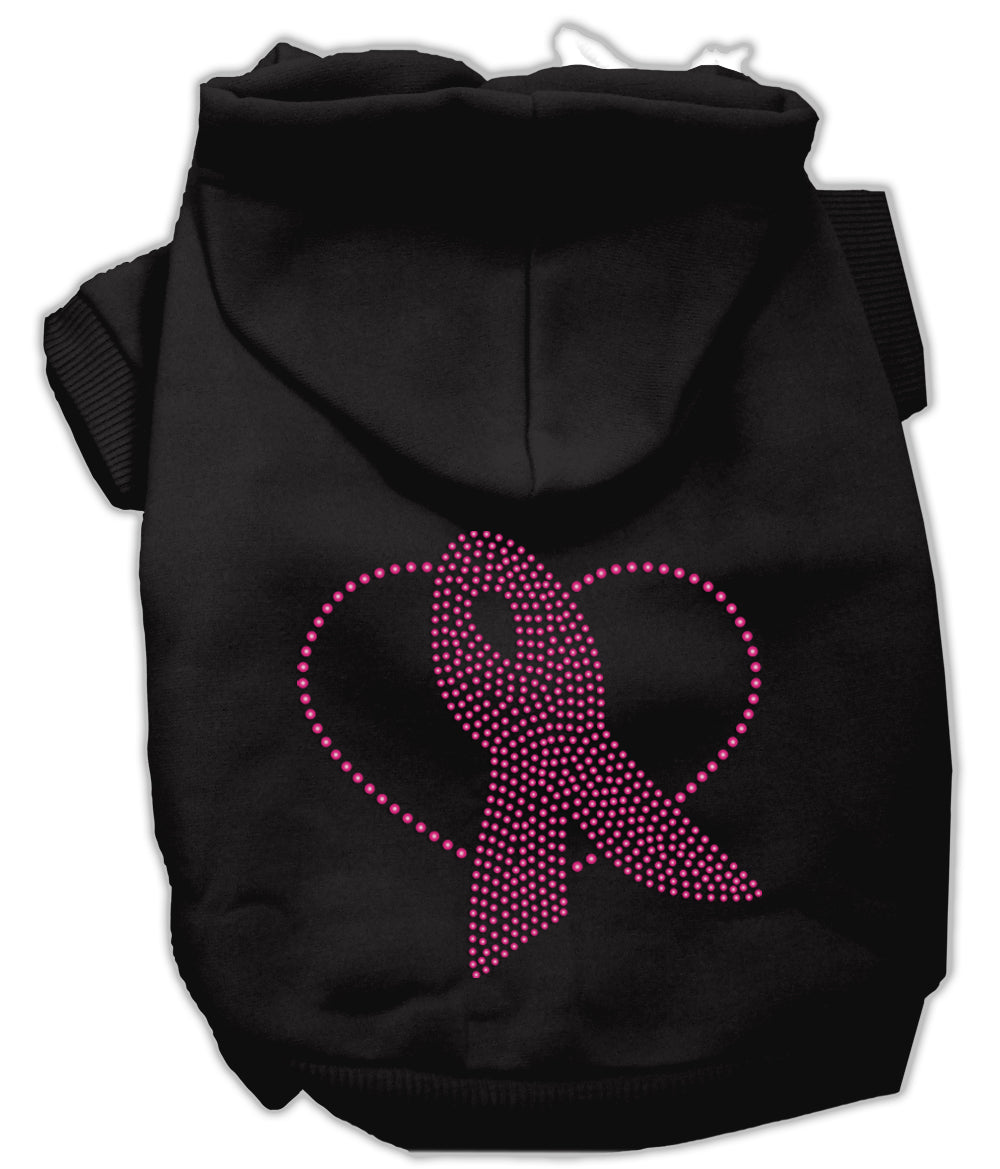 Pink Ribbon Rhinestone Hoodies Black Xxl Default Title