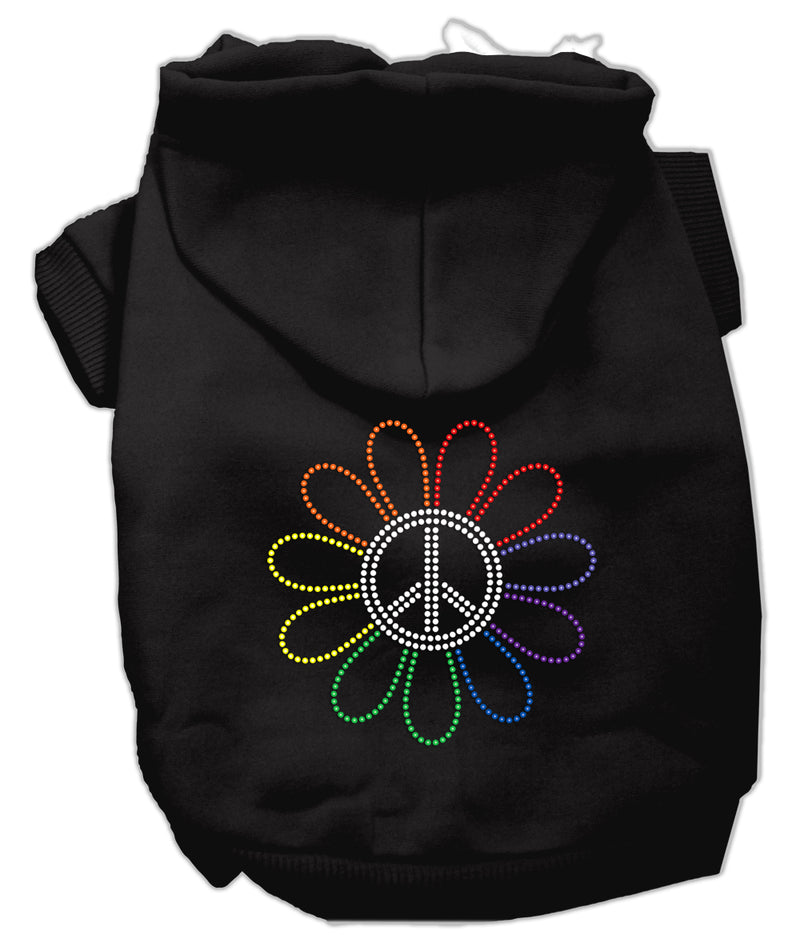 Rhinestone Rainbow Flower Peace Sign Hoodie Black Xs GreatEagleInc