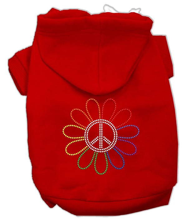 Rhinestone Rainbow Flower Peace Sign Hoodie Red Xxxl GreatEagleInc