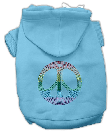Rhinestone Rainbow Peace Sign Hoodies Baby Blue M Default Title