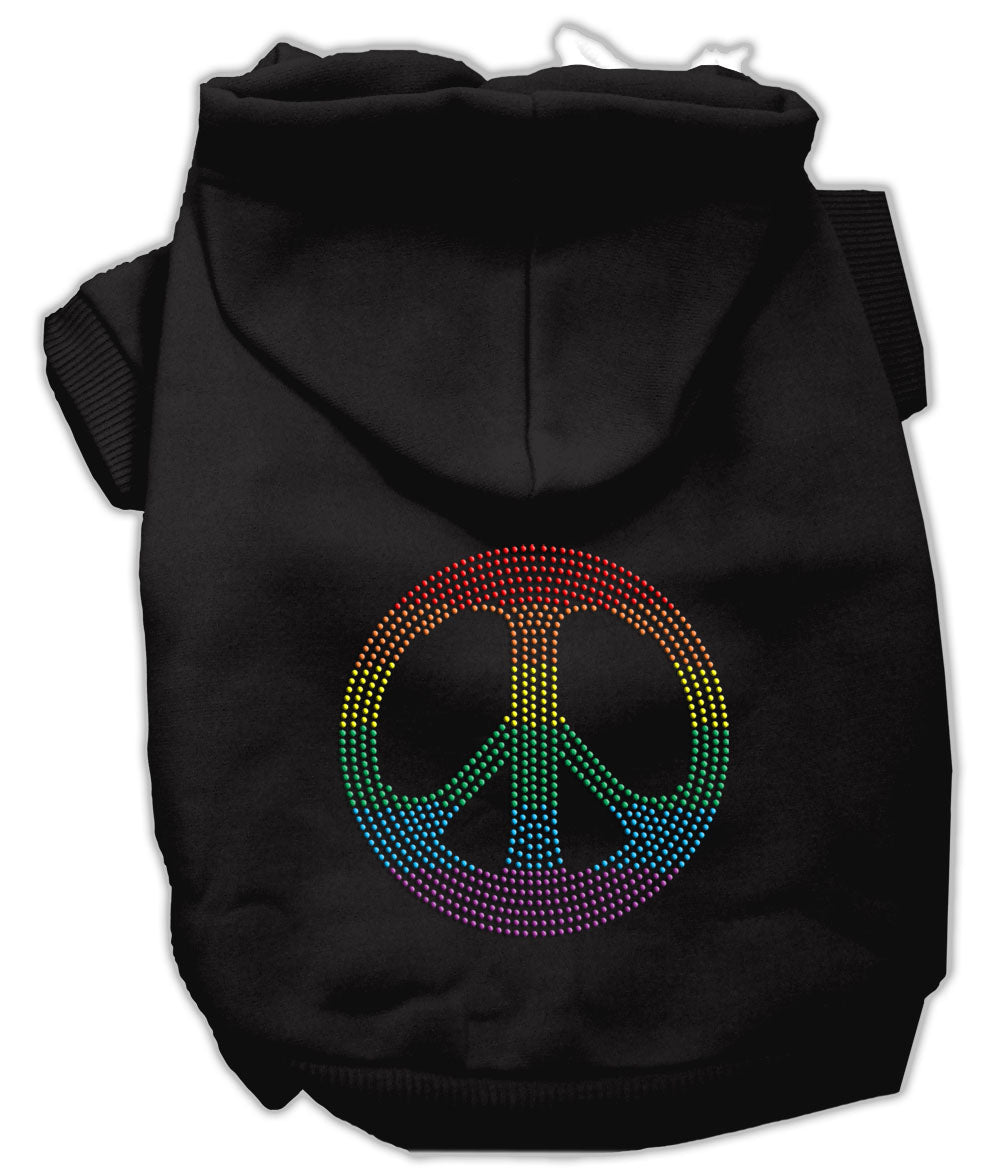 Rhinestone Rainbow Peace Sign Hoodies Black Xs Default Title