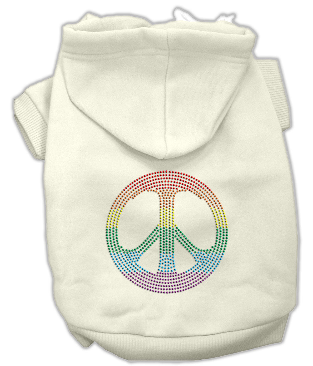 Rhinestone Rainbow Peace Sign Hoodies Cream Xxl Default Title