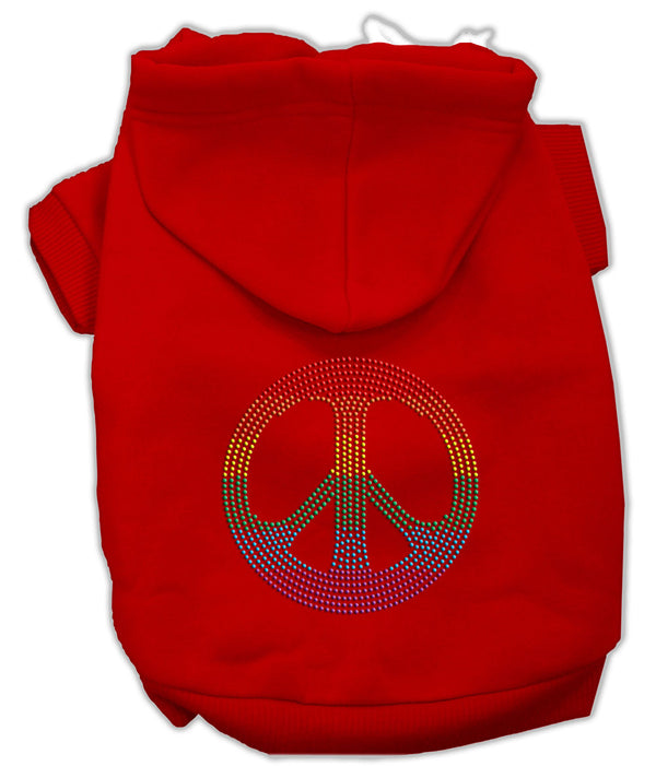 Rhinestone Rainbow Peace Sign Hoodies Red Xxl GreatEagleInc