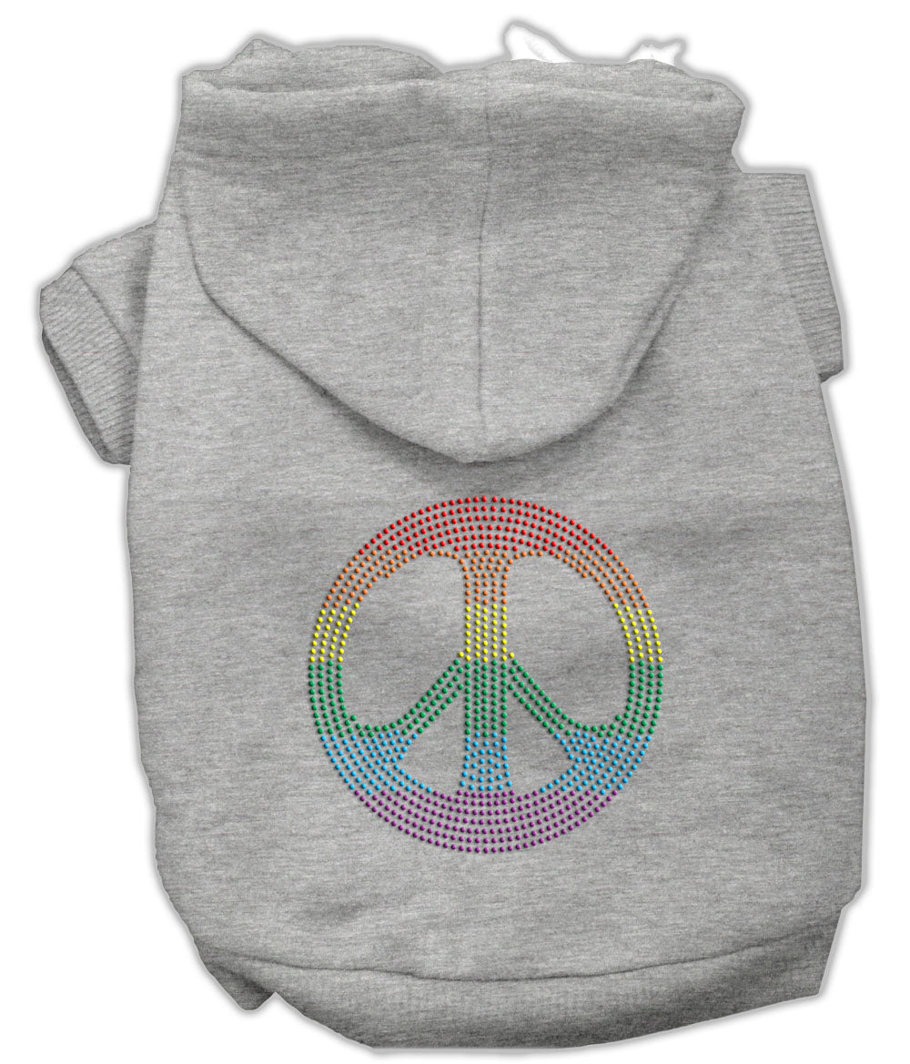 Rhinestone Rainbow Peace Sign Hoodies Grey Xxxl Default Title